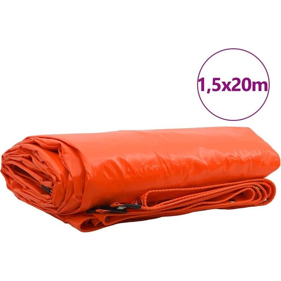 vidaXL Bâche 650g / m² Orange 1,5 x 20 m Canvas avec revêtement PVC