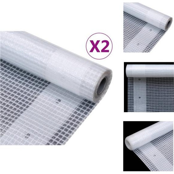 vidaXL Bâche de couverture grillagée 2 pcs 260 g/m² 3x6 m Blanc - Bâches
