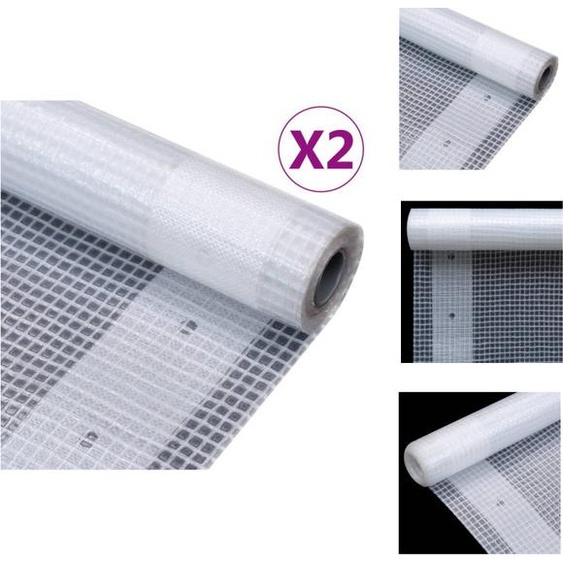 vidaXL Bâches de couverture grillagées 2 pcs. 260 g/m² 2x10 m Blanc - Bâches