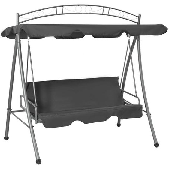 vidaXL Balancelle convertible à auvent Anthracite 198x120x205 cm Acier