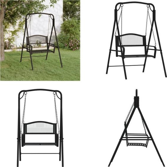 vidaXL Balançoire hollywoodienne 124 cm Noir Acier - Balançoire hollywoodienne - Balançoire - Banc