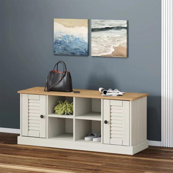 vidaXL Banc à chaussures VIGO blanc 106x35x45 cm bois massif de pin 353179