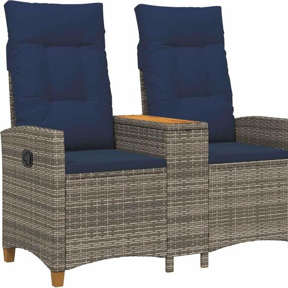 vidaXL Banc avec table gris et bleu marine 126 x 65 x 112 cm