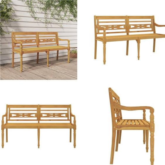 vidaXL Banc Batavia 150 cm en teck massif - Banc Batavia - Bancs Batavia - Bancs de jardin - Bancs