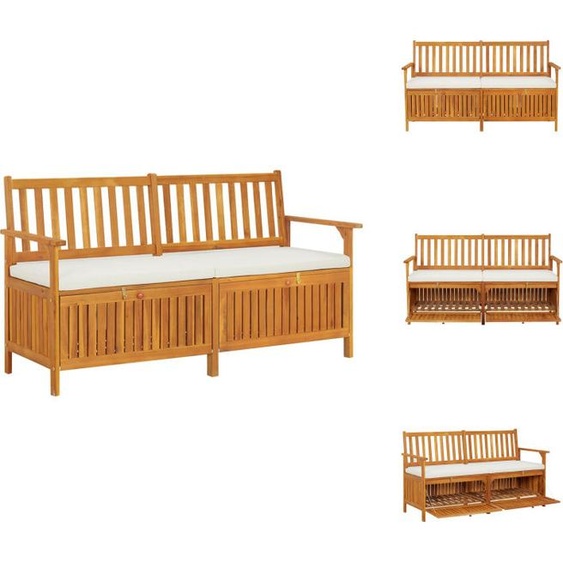 vidaXL Banc coffre avec coussin 148 cm Bois massif acacia - Bancs de jardin