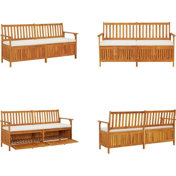 vidaXL Banc coffre avec coussin 170 cm bois massif acacia - Banc - Bancs - Banc en bois - Banc en bois massif