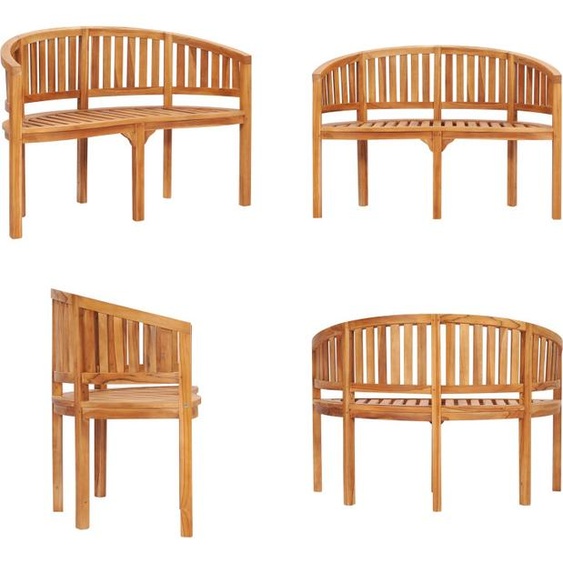 vidaXL Banc de bananes 120 cm bois massif teck - Banc de jardin - Banc de terrasse - Banc de terrasse