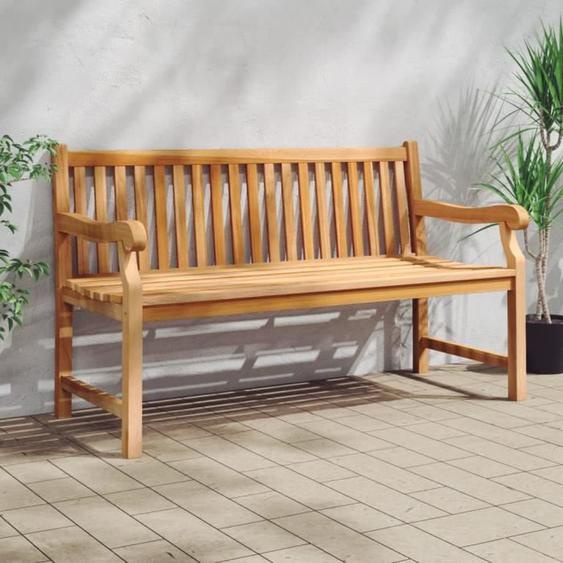 vidaXL Banc de jardin 150 cm Bois de teck massif, Brun, 150 x 69 x 92 cm (l x P x H)