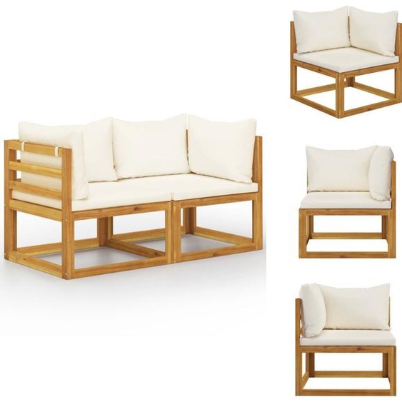 vidaXL Banc de jardin 2 places avec coussins blanc crème - Bancs de jardin