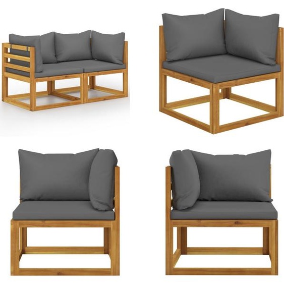 vidaXL Banc de jardin 2 places avec coussins gris foncé - Banc de jardin - Banc de terrasse - Bancs de terrasse