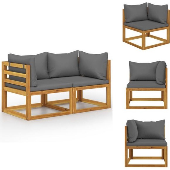 vidaXL Banc de jardin 2 places avec coussins gris foncé - Bancs de jardin