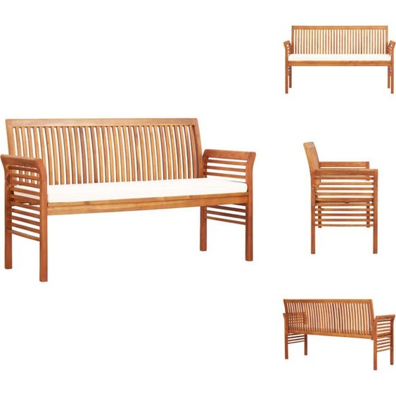 vidaXL Banc de jardin 3 places avec coussin 150 cm bois massif acacia - Bancs de jardin