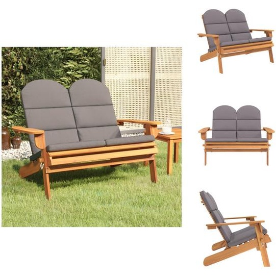 vidaXL Banc de jardin Adirondack avec coussin 126 cm bois massif acacia - Bancs de jardin