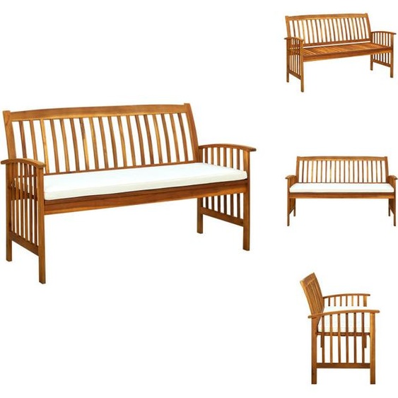 vidaXL Banc de jardin avec coussins 147 cm Bois massif acacia - Bancs de jardin