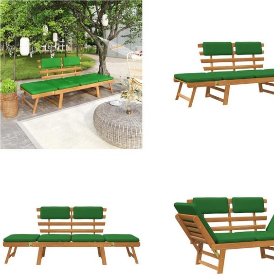 vidaXL Banc de jardin avec coussins 2 en 1 190 cm bois massif acacia - Banc de jardin - Banc de jardin en bois - Banc de jardin en bois