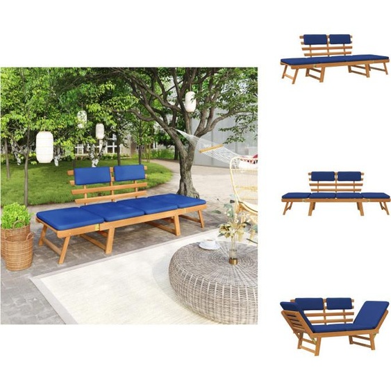 vidaXL Banc de jardin avec coussins 2-en-1 190 cm bois massif acacia - Bancs de jardin