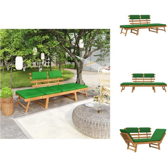 vidaXL Banc de jardin avec coussins 2-en-1 190 cm bois massif acacia - Bancs de jardin