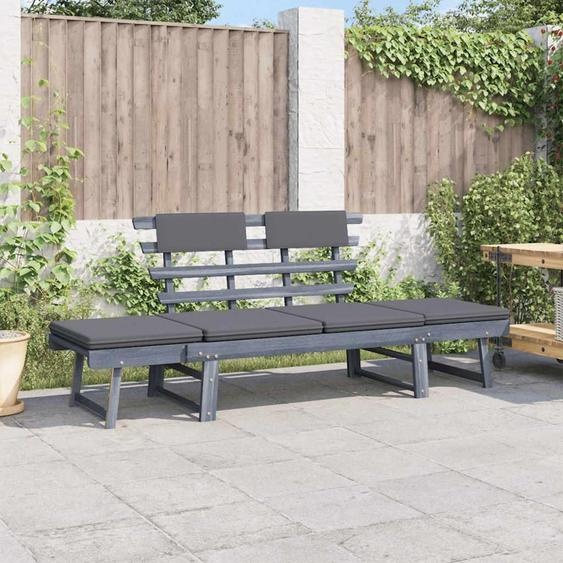 vidaXL Banc de jardin avec coussins 2-en-1 190 cm Gris Bois massif Acacia