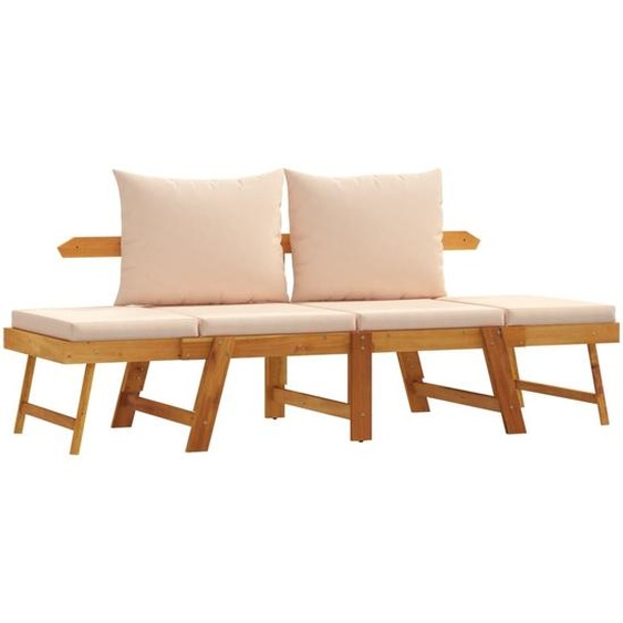 vidaXL Banc de jardin avec coussins 2 en 1 Bois massif Acacia