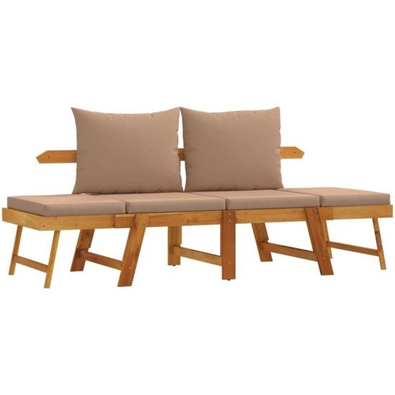 vidaXL Banc de jardin avec coussins 2 en 1 Bois massif Acacia