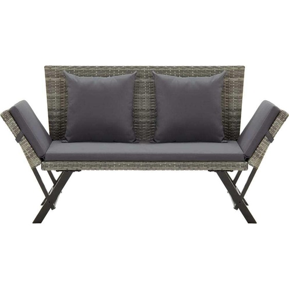 vidaXL Banc de jardin avec coussins Gris 176 cm Poly rotin