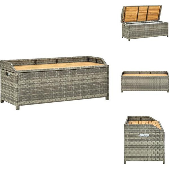 vidaXL Banc de jardin avec espace de rangement 120 cm Poly rotin gris - Bancs de jardin