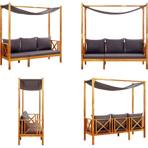 vidaXL Banc de jardin avec toit solaire en bois massif dacacia - Banc de jardin - Banc de terrasse - Banc de terrasse