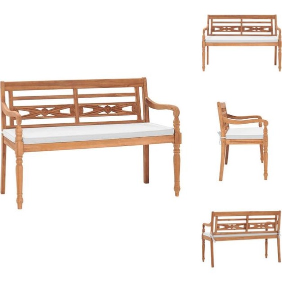 vidaXL Banc de jardin Batavia avec coussins 120 cm Teck - Bancs de jardin