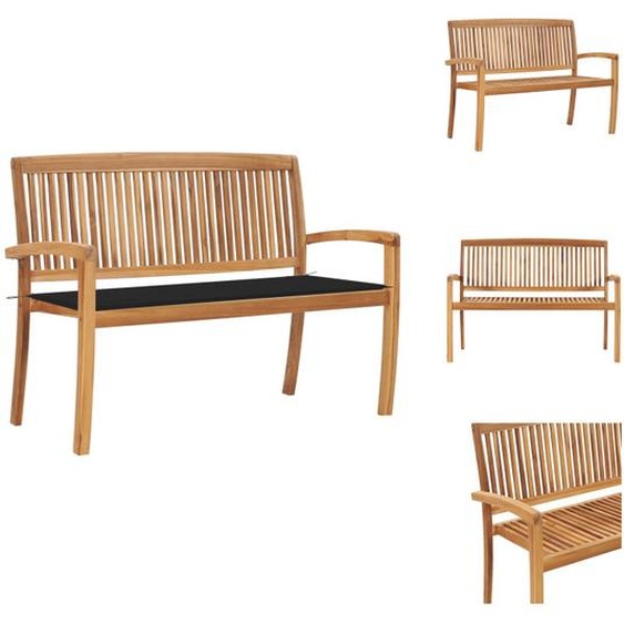 vidaXL Banc de jardin empilable avec support 128,5 cm bois massif teck - Bancs de jardin