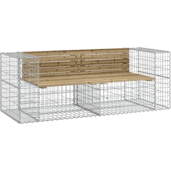 vidaXL Banc de jardin en gabions 184x71x65,5 cm Bois de pin imprégné