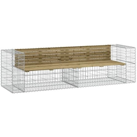 vidaXL Banc de jardin en gabions 244x71x65,5 cm Bois de pin imprégné