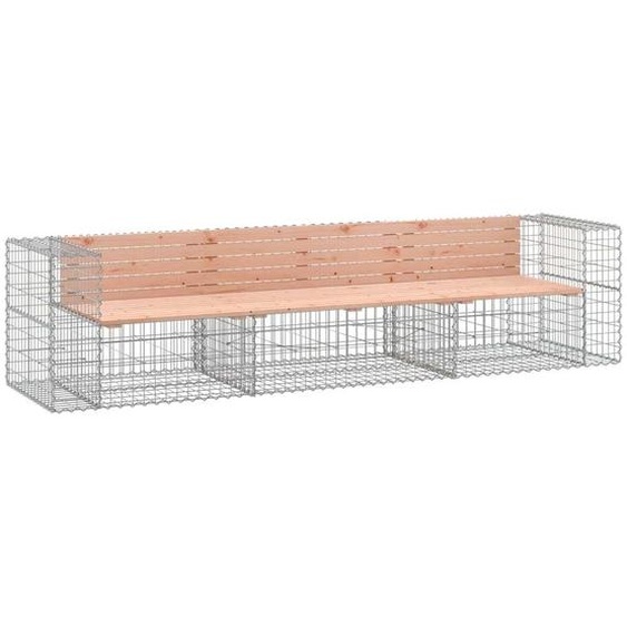 vidaXL Banc de jardin en gabions 287x71x65,5 cm Bois massif Douglas