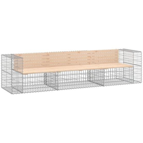 vidaXL Banc de jardin en gabions 287x71x65,5 cm Pin massif