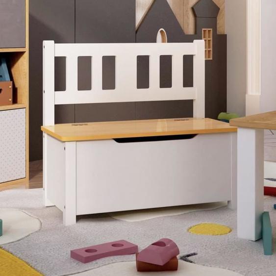 vidaXL Banc de Rangement pour Enfants Coffre de Rangement Banc de Stockage Chambre à Coucher Maison Intérieur Blanc et Beige 10408