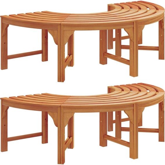 vidaXL Banc en forme darbre, lot de 2, couleur naturelle, 160 x 80 x 45 cm, bois deucalyptus massif