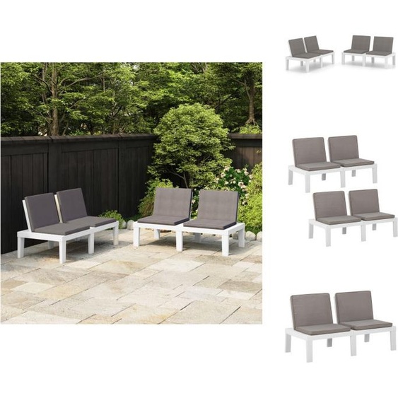 vidaXL Bancs de jardin avec coussins 2 pcs. Plastique Blanc - Bancs de jardin