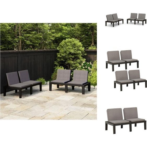vidaXL Bancs de jardin avec coussins 2 pcs. Plastique Gris - Bancs de jardin