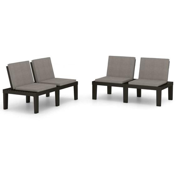 vidaXL Bancs de jardin avec coussins 2 pcs. Plastique Gris