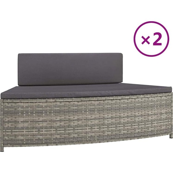 vidaXL Bancs de spa avec supports 2 pcs. Gris Poly Rattan