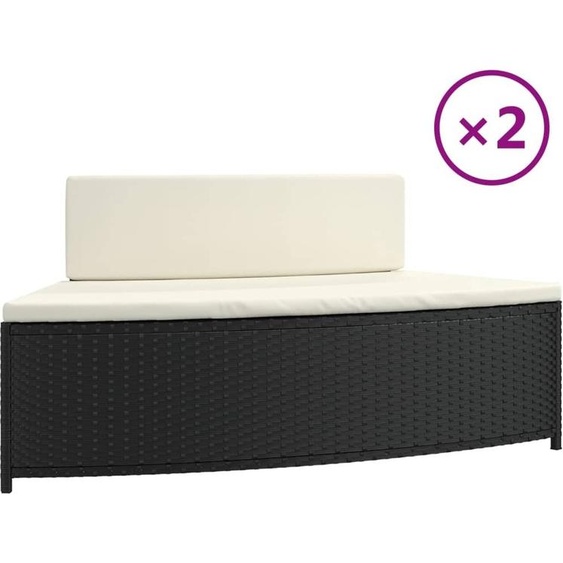 vidaXL Bancs de spa avec supports 2 pcs. noir poly-rotin