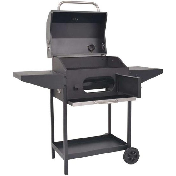 vidaXL Barbecue au charbon de bois Fumoir avec support Noir