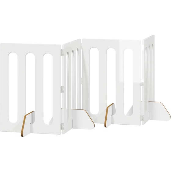 vidaXL Barrière pliable pour animaux de compagnie, 4 pièces, blanc brillant, 201 x 38 x 70 cm