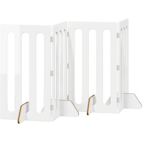 vidaXL Barrière pliable pour animaux de compagnie, 4 pièces, blanc brillant, 201 x 38 x 90 cm