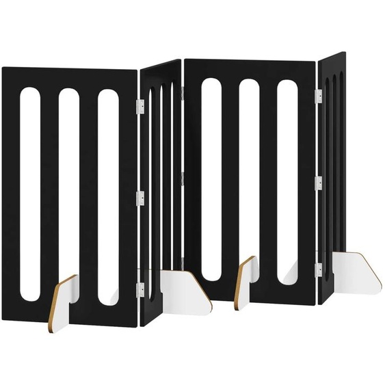 vidaXL Barrière pliable pour animaux de compagnie, 4 pièces, chêne noir, 201 x 38 x 90 cm