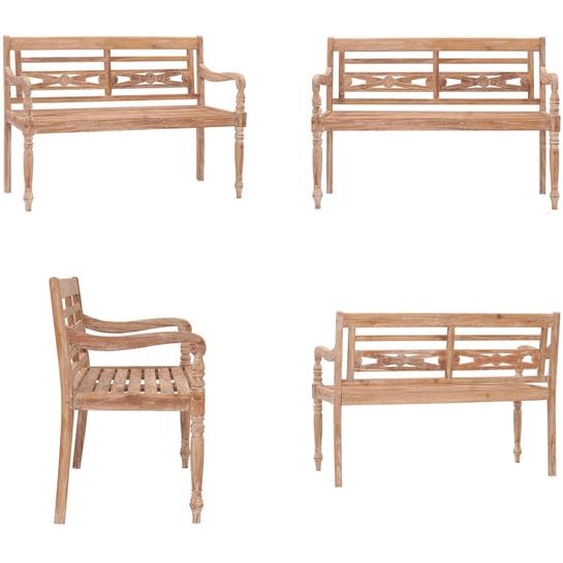 vidaXL Batavia Banc 120 cm Teck massif teinté - Banc de jardin - Bancs de jardin - Bancs extérieurs