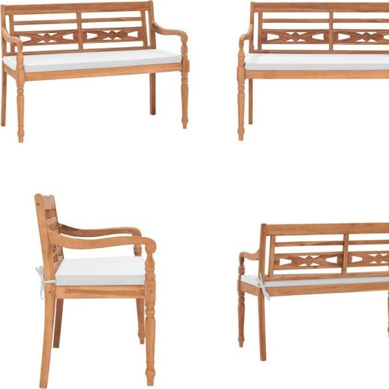 vidaXL Batavia Banc de jardin avec coussins 120 cm teck - Banc de jardin - Banc de terrasse - Bancs de terrasse