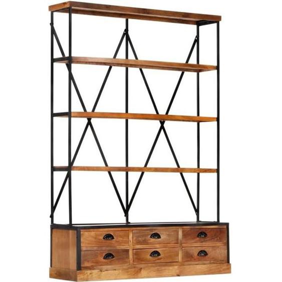 vidaXL Bibliothèque à 4 étagères avec 6 tiroirs 122x36x181 cm Manguier