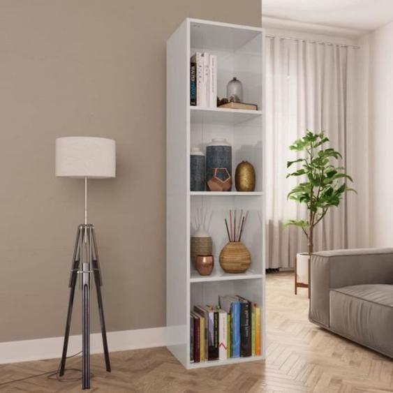 vidaXL Bibliothèque/Meuble TV Blanc brillant Bois d’ingénierie 800150