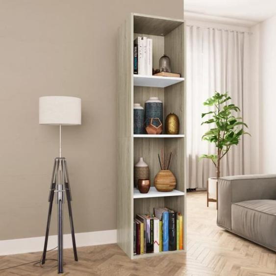 vidaXL Bibliothèque/Meuble TV Blanc et chêne sonoma Bois d’ingénierie 800149
