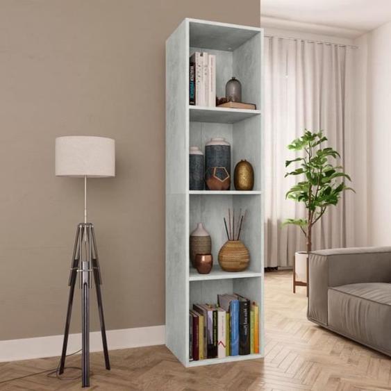 vidaXL Bibliothèque/Meuble TV Gris béton 36x30x143cm Bois d’ingénierie 800148